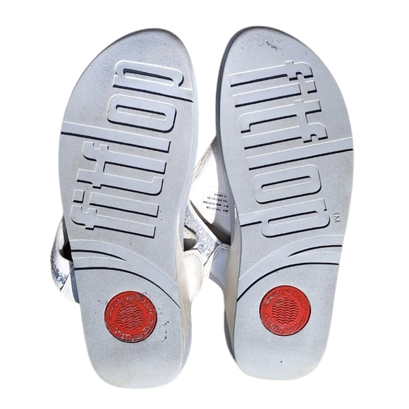 FitFlop Lulu Silver Glitter Thong Toe Post Flipflop 11 Beachy Comfory - Picture 6 of 7